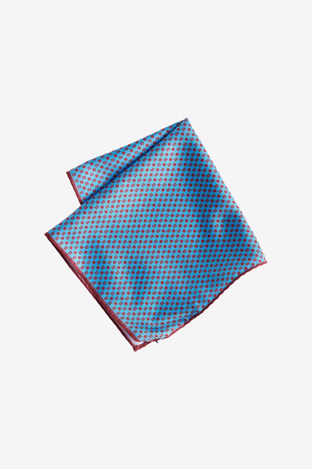 Men's Blue-Red Patterned Handkerchief