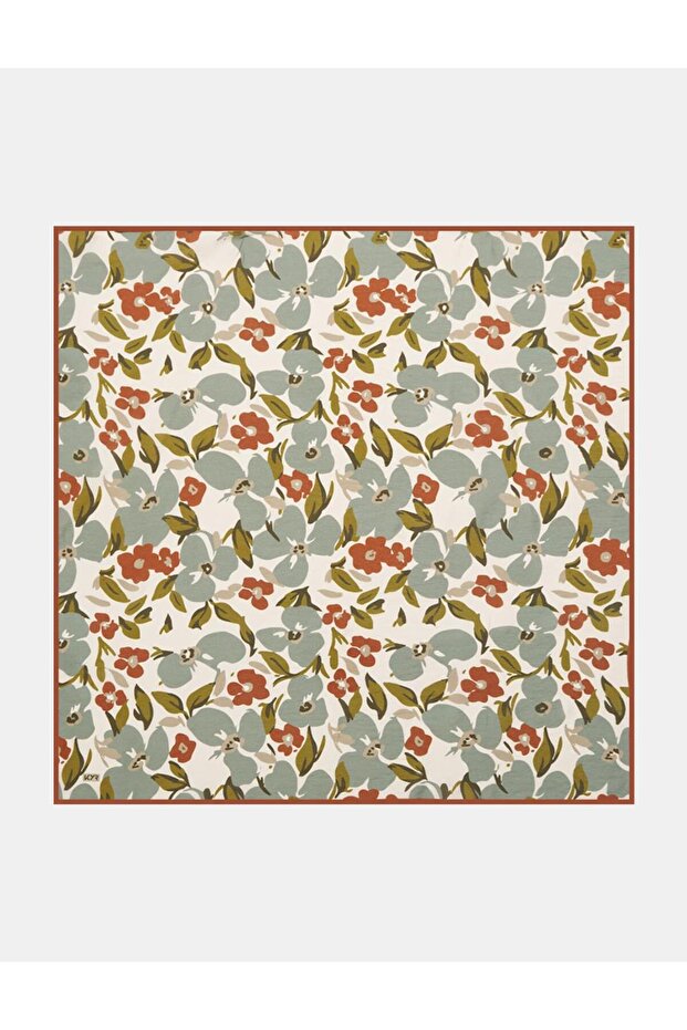 Floral Patterned Viscose Scarf Tile - 1