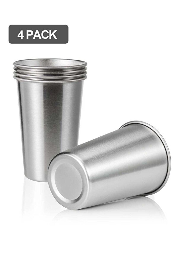 Stainless Steel Cup 4 Pack 16oz Drinking Cup,Stainless Steel Pint Cups Shatterproof Cup