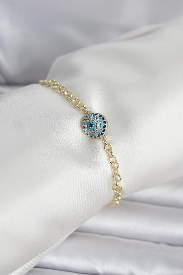 Brass Gold Color Evil Eye Model Women's Bracelet - Ebj260418W41897