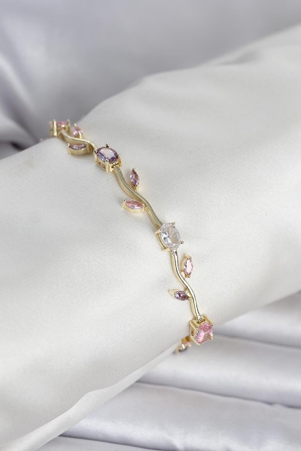 Stylish Brass Gold Color Flower Ivy Model Women's Bracelet Teachers Mothers Valentine's Day Gift
