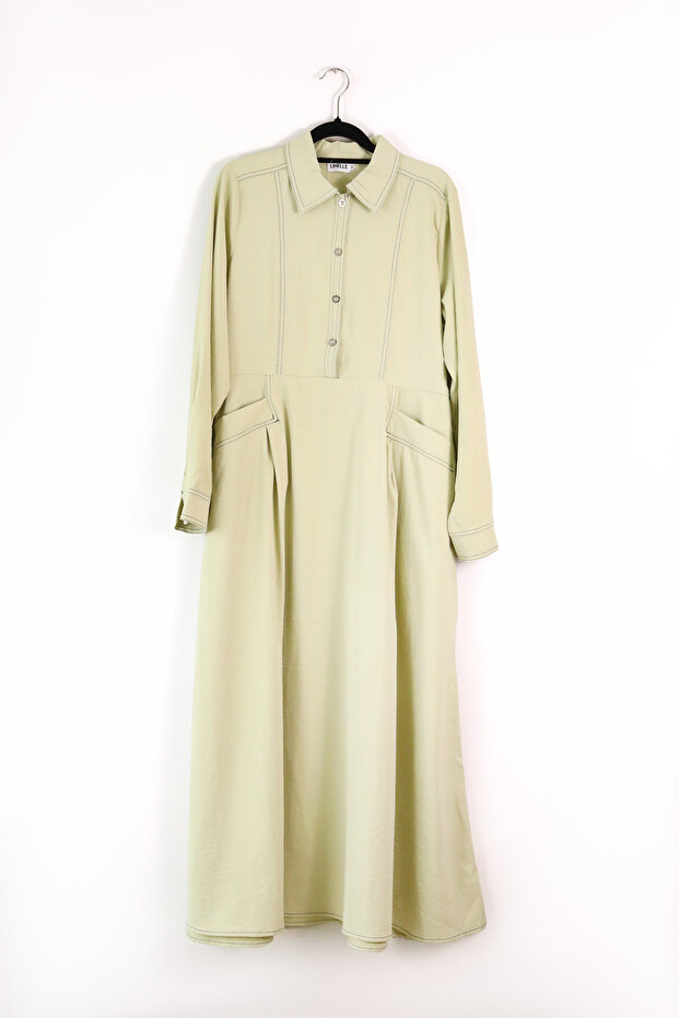 Ladies Brown Maxi Shirt Dress