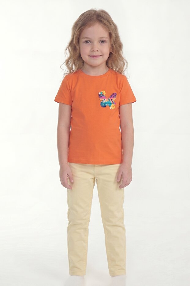 Printed Short Sleeve Girls' T-Shirt B12