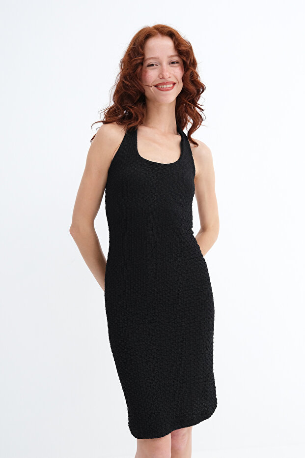 Rochie texturată cu guler halter E0612 - 2