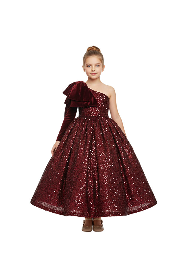 D' Daniela - Heavy Sequins Side Bow Party Dress -4Y to 13Y