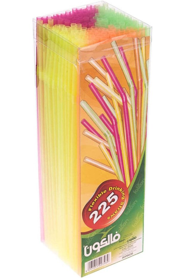 Flexible Plastic Straws 225 pcs Bulk Pack – Assorted Colors
