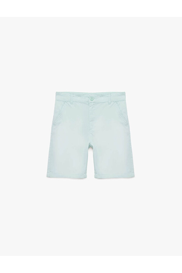 Cotton Basic Shorts with Adjustable Waist, Elastic, Pockets and Buttons