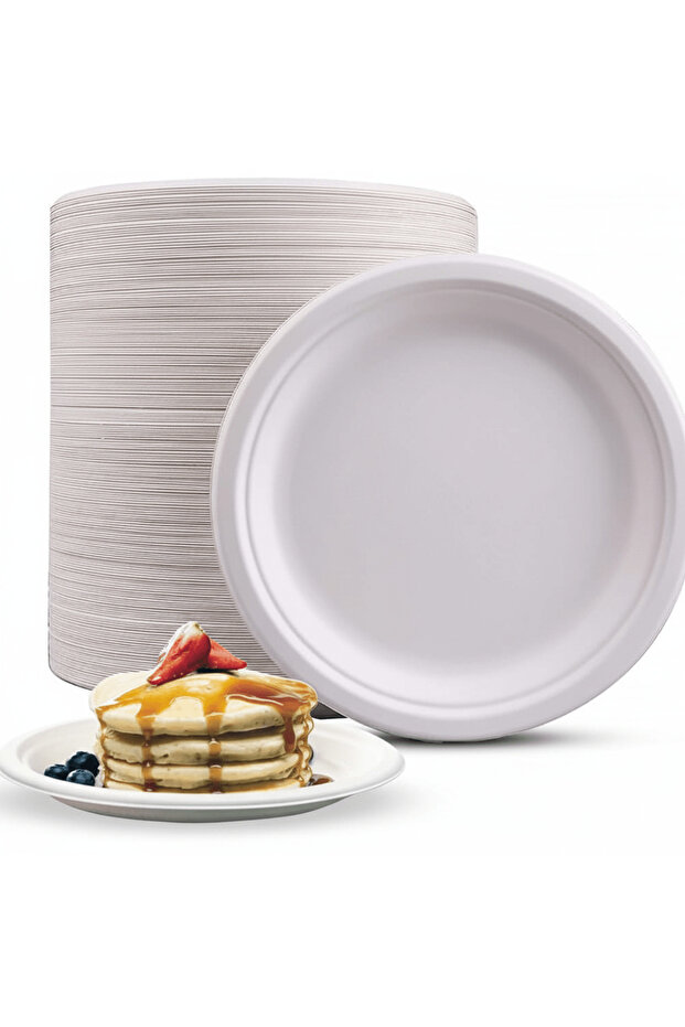 Disposable Sugarcane Pulp Paper Plates 7 Inch – 25 Piece Set