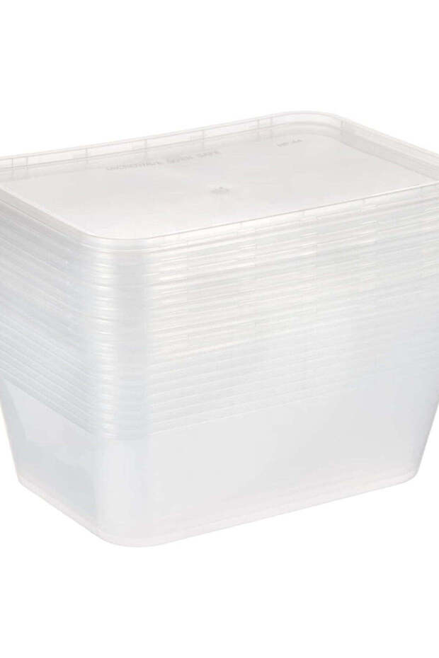 10 pcs Rectangular Microwaveable Container with Lid 750 ml