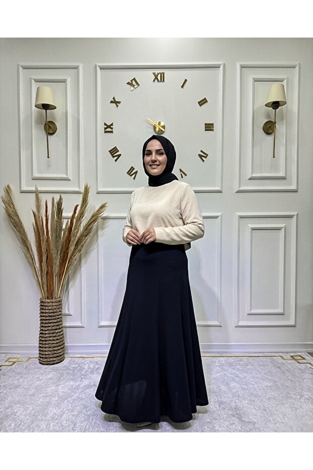 تنورة نسائية من قماش الكريب باريس مبطنة ومطاطة