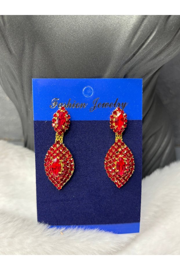 Sparkling Crystal Stone Embellished Dangle Wedding Bridal Kaftan Earring