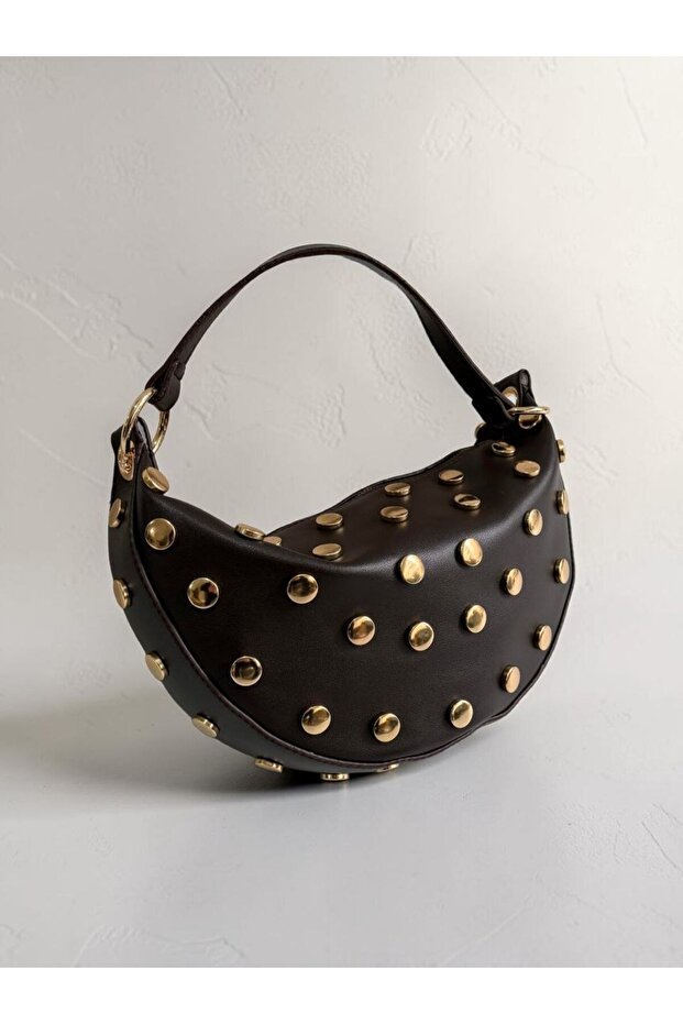 Embroidered Icon Coffee Baguette Hand and Shoulder Bag
