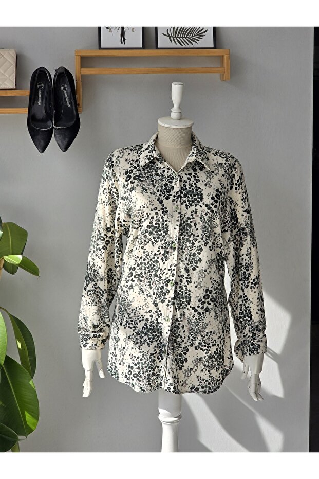 Women's Viscose Shirt Long Sleeve Patterned Comfortable Fit Casual Stylish Woven Shirt