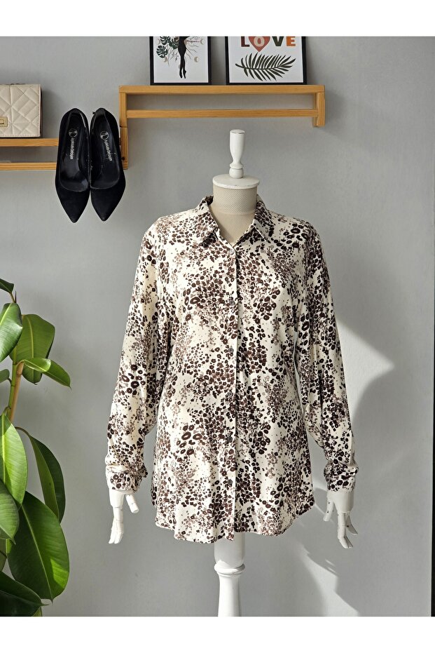 Women's Viscose Shirt Long Sleeve Patterned Comfortable Fit Casual Stylish Woven Shirt