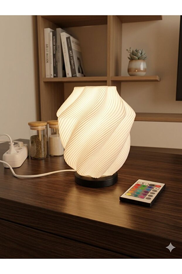 مصباح طاولة مزخرف بإضاءة LED RGB ذو مظهر عصري ومصباح ليلي مع جهاز تحكم عن بعد