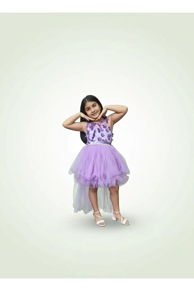 Flowering Tailed Musical Dress for Girls 4-8 Years Old