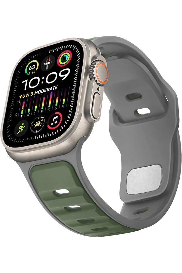 Double Colors Band Compatible with Apple Watch Ultra 1/2/3 & 49-46-45-44-42mm, Soft Silicone Strap