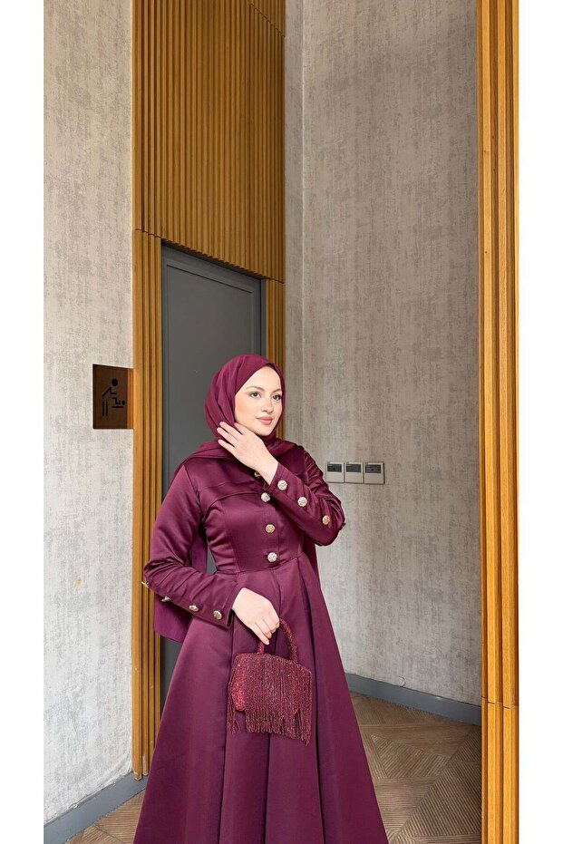 Flounce Button Detailed Dress - 5