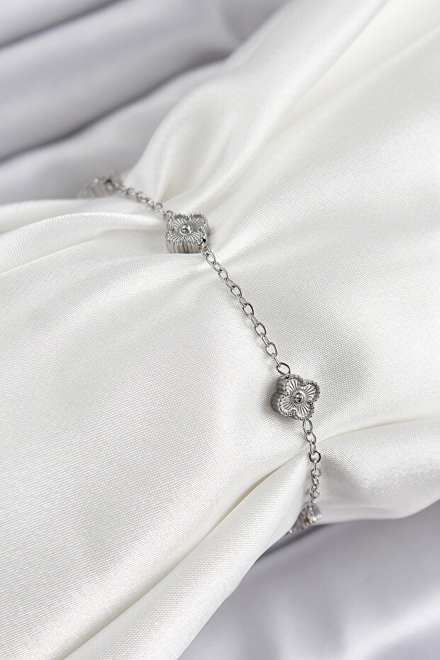 316L Steel Clover Model Silver Color Women's Bracelet
