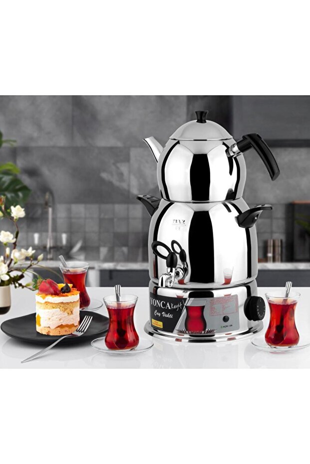 Keyif Tea Samovar - 430 Quality Stainless Steel, 2L Teapot + 4L Container