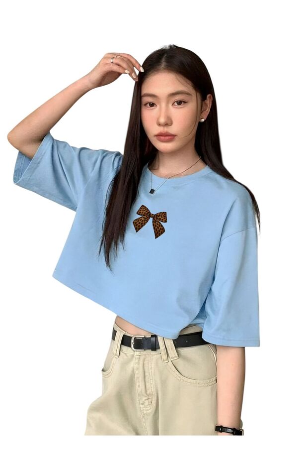 Ribbon Printed Crop T-Shirt 3Ut3