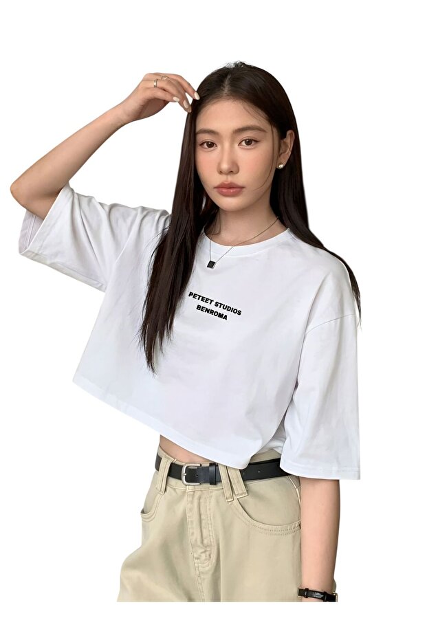 Peteet Studio Printed Crop T-Shirt 3Ut4