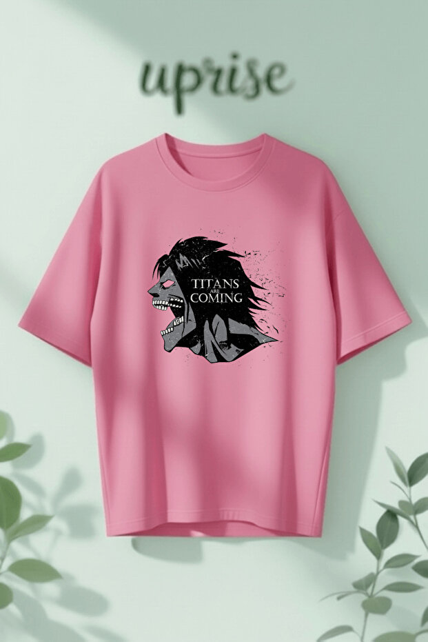 Attack on Titan Anime Titans Are Coming Printed Cotton Oversize T-Shirt