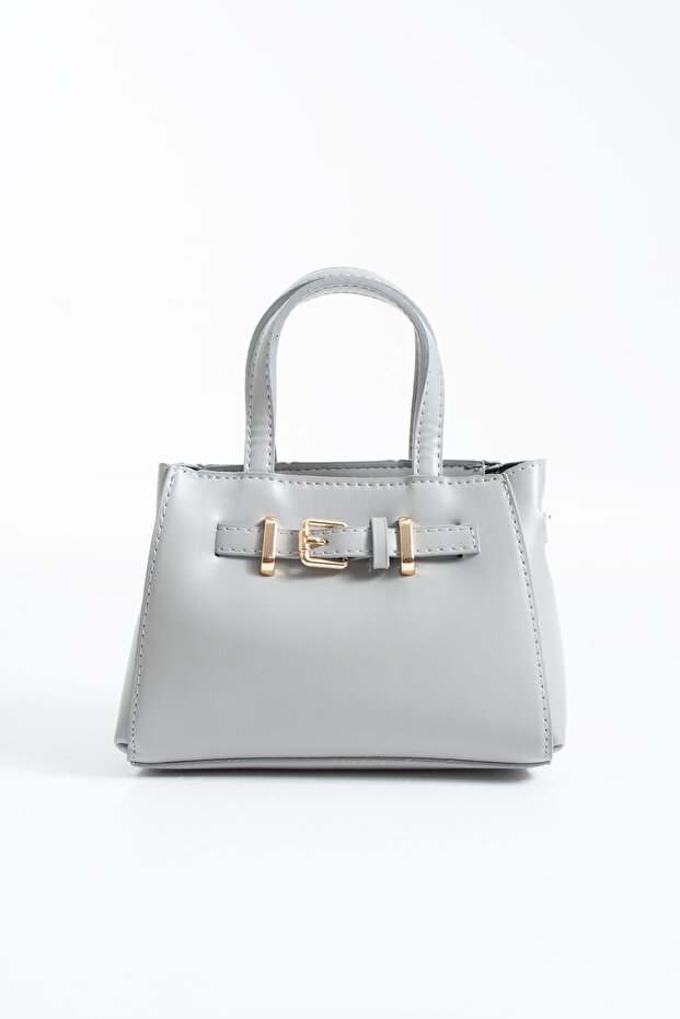 Gray Belt Detailed Women's Crossbody and Shoulder Bag