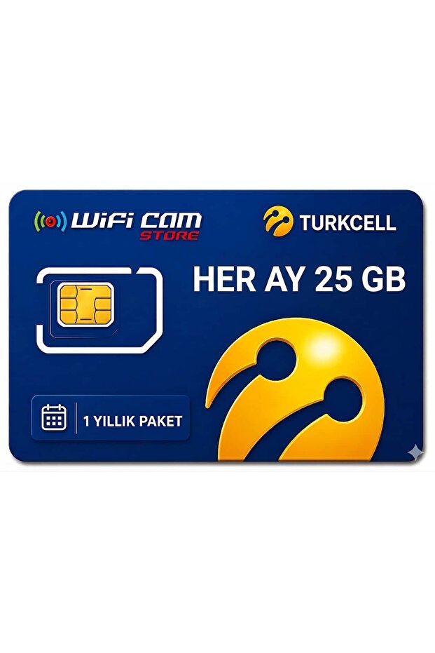 WİFİCAM Turkcell 4g Yıllık Data Sim Kart Her Ay 25gb 1 Yıllık Hat