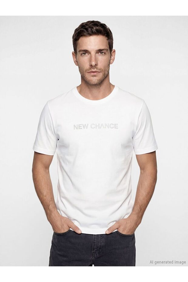 Crew Neck Printed Men's Combed Cotton T-Shirt