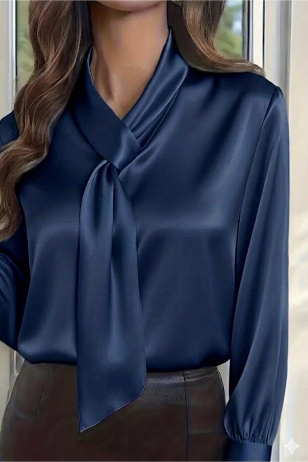 Women's Satin Shawl Detail Blouse