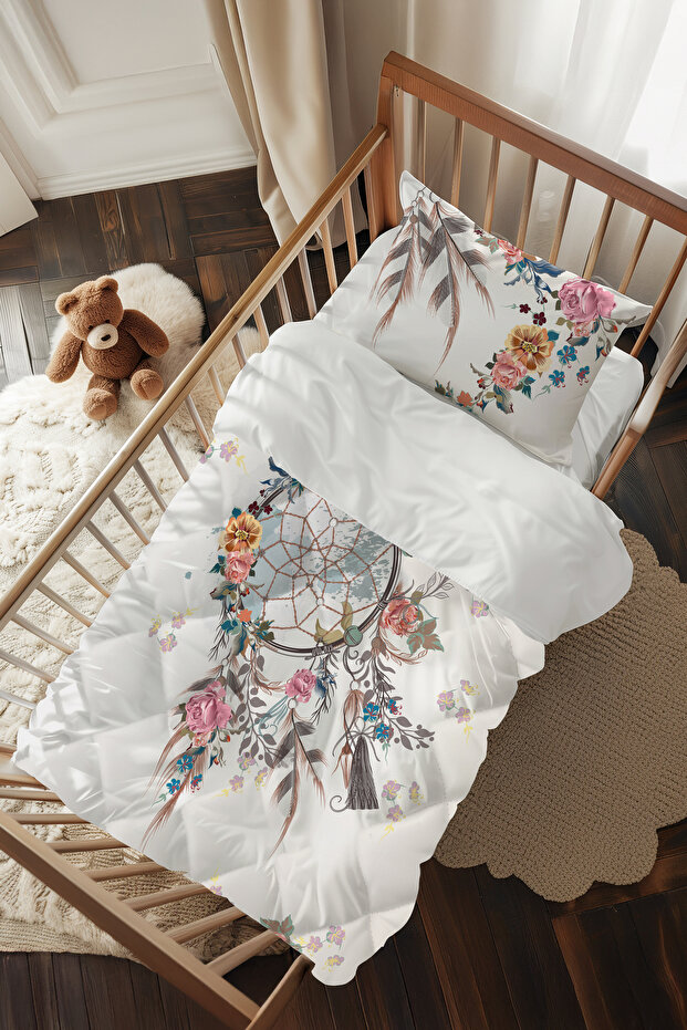 طقم نوم ناعم لسرير الأطفال بنقشة الزهور TLABG-346