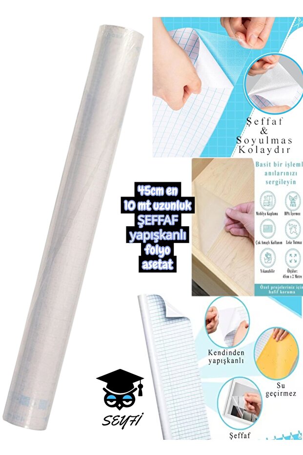 45 cm X 10 Meters Adhesive Roll Foil Acetate Transparent Dc-Fix