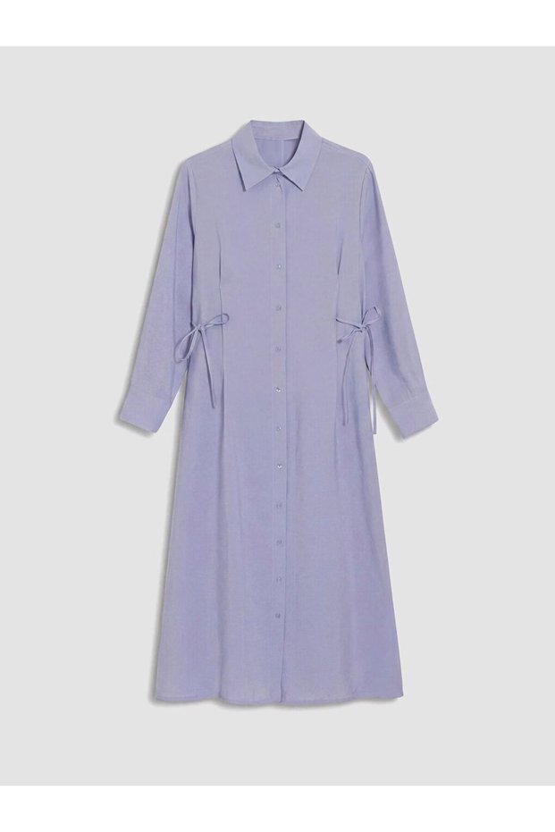 Lcw Modest Shirt Collar Women's Gabardine Shirt Dress