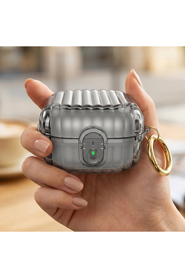 حافظة CaseOnn Galaxy Buds 4 بتصميم مخطط على شكل حقيبة مع آلية قفل، مدخنة