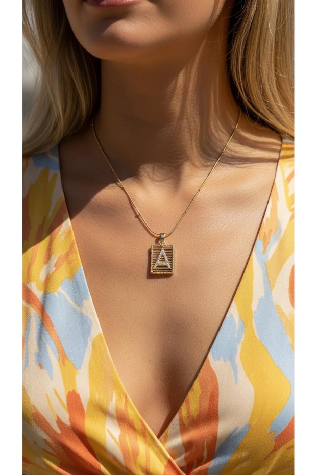 316L Steel Necklace, Tarnish-Resistant, Letter a Figure Hypoallergenic (2 Years Importer Guarantee)