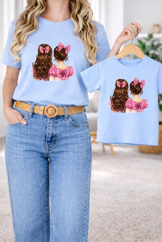 Mother-Daughter Matching Oversize T-Shirt Twin T-Shirt 100% Cotton Comfortable Fit (Single Price)