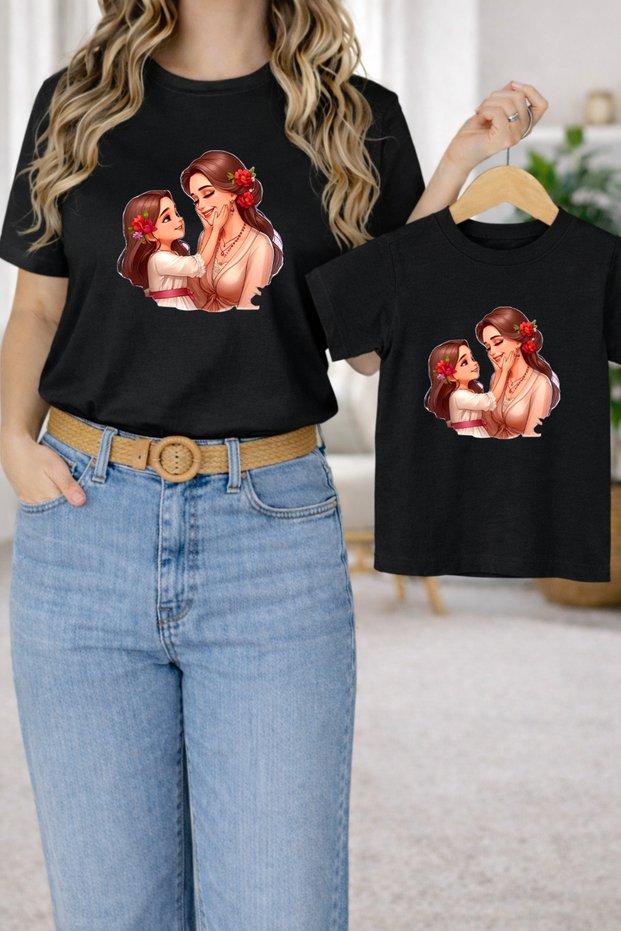 Mother-Daughter Matching Oversize T-Shirt Twin T-Shirt 100% Cotton Comfortable Fit (Single Price)