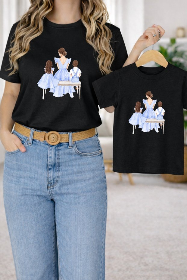 Mother-Daughter Matching Oversize T-Shirt Twin T-Shirt 100% Cotton Comfortable Fit (Single Price)