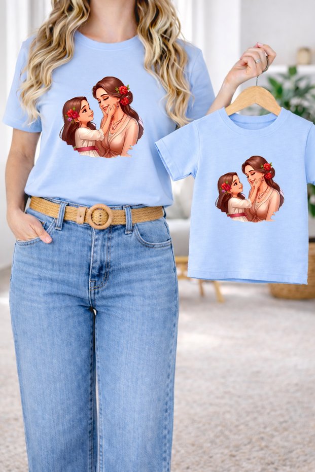 Mother-Daughter Matching Oversize T-Shirt Twin T-Shirt 100% Cotton Comfortable Fit (Single Price)