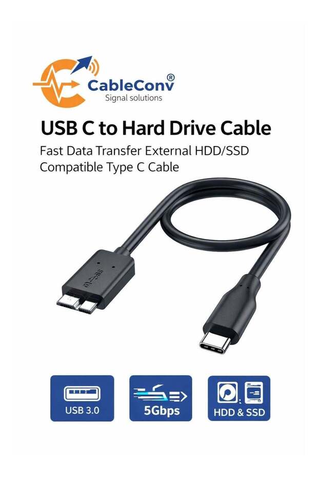 كابل USB-C إلى القرص الصلب الخارجي بطول 1 متر - كابل Type-C لنقل البيانات بسرعة