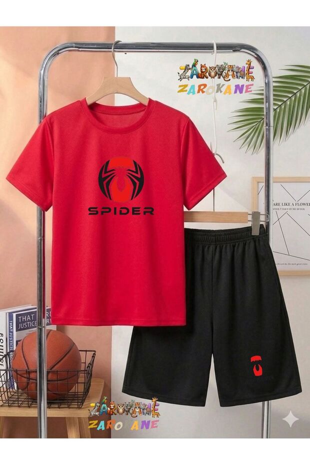 Spider Spider Visual Printed Top and Shorts/T-Shirt Summer Children's Two-Piece Set