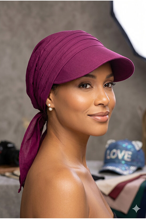 Women's Summer Cotton Safari Tie-Back Bandana Visor Sunscreen and Stylish Design