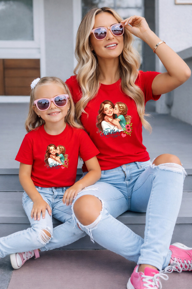 Mother-Daughter Matching Oversize T-Shirt Twin T-Shirt 100% Cotton Comfortable Fit (Single Price)