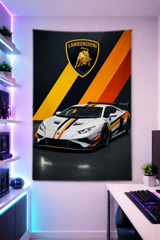 Sports Car-Lp6 Wall Covering Brilliant Quality Fabric Room Decor Tapestry Wall Carpet Gaming