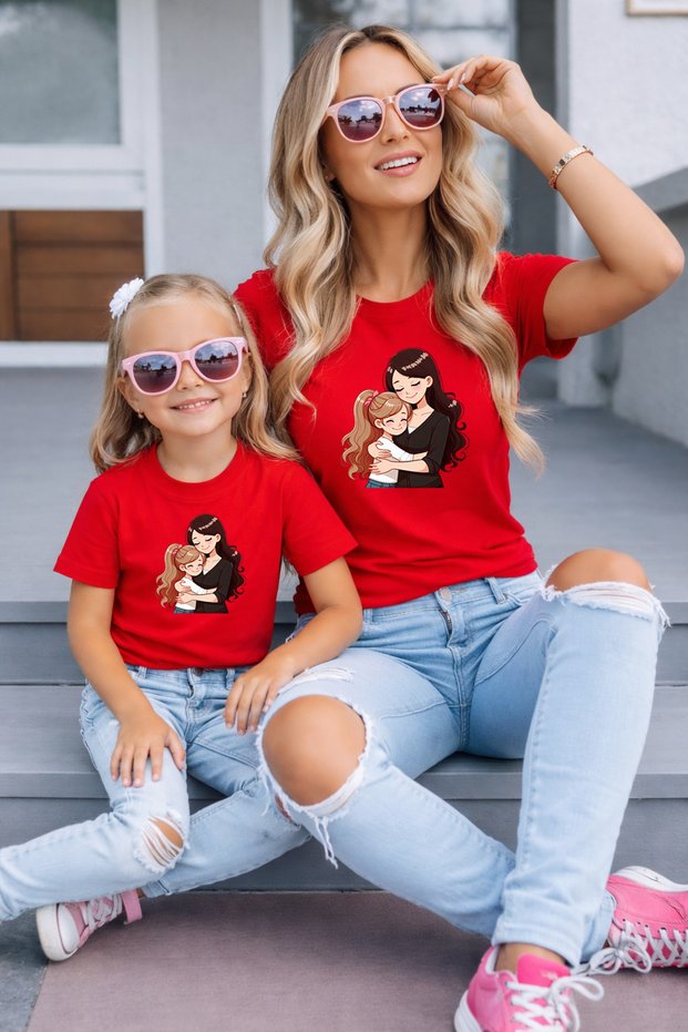 Mother-Daughter Matching Oversize T-Shirt Twin T-Shirt 100% Cotton Comfortable Fit (Single Price)