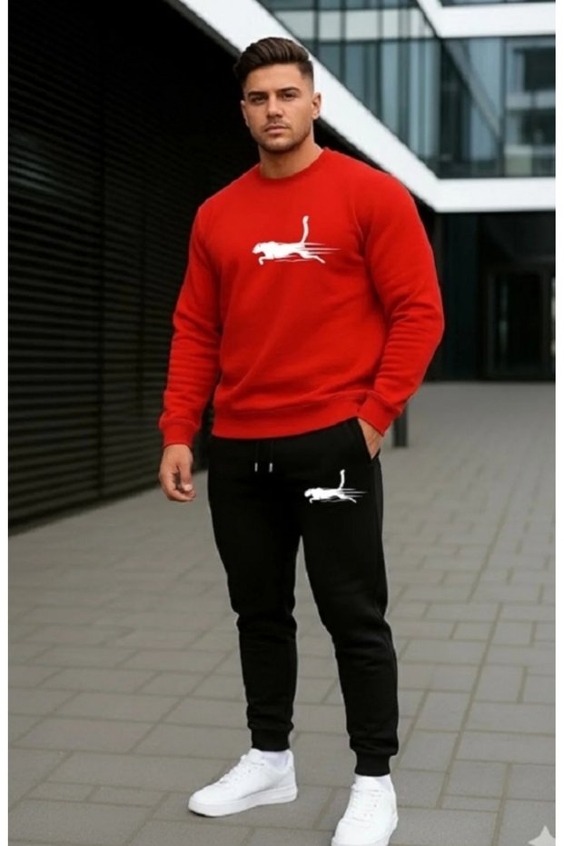 SET: CREW-NECK COTTON SHIRT WITH PANTHER PRINT FOR MEN/WOMEN