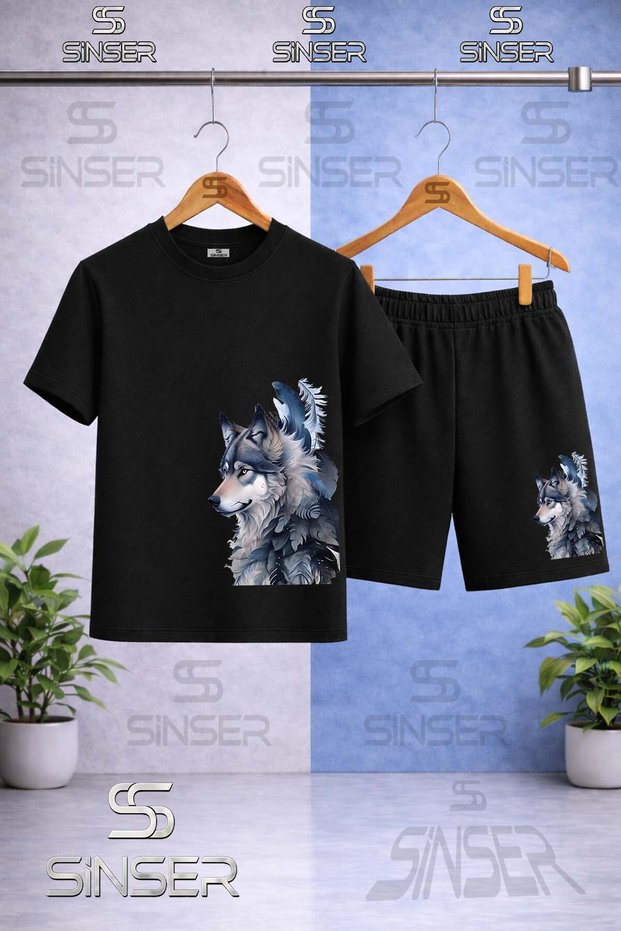 Children's Kurt Gri Yanda Printed Crew Neck T-Shirt - Shorts Set