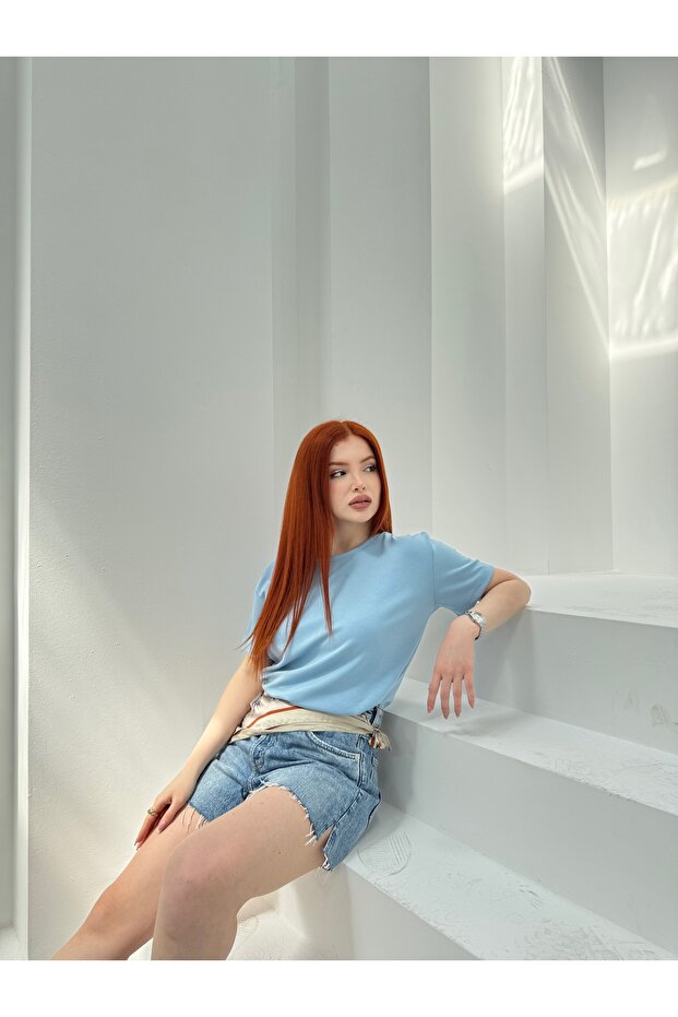 Crew Neck White Basic T-Shirt - 5