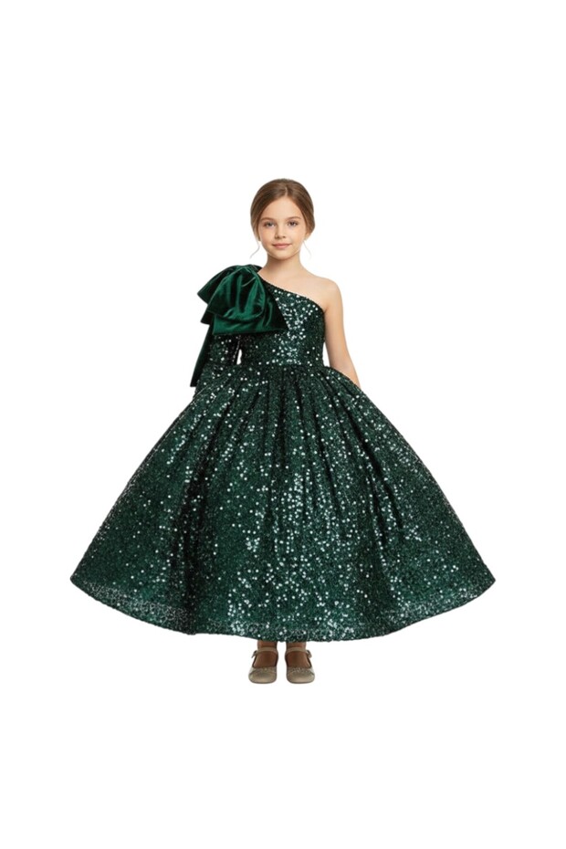 D' Daniela - Heavy Sequins Side Bow Party Dress -4Y to 13Y